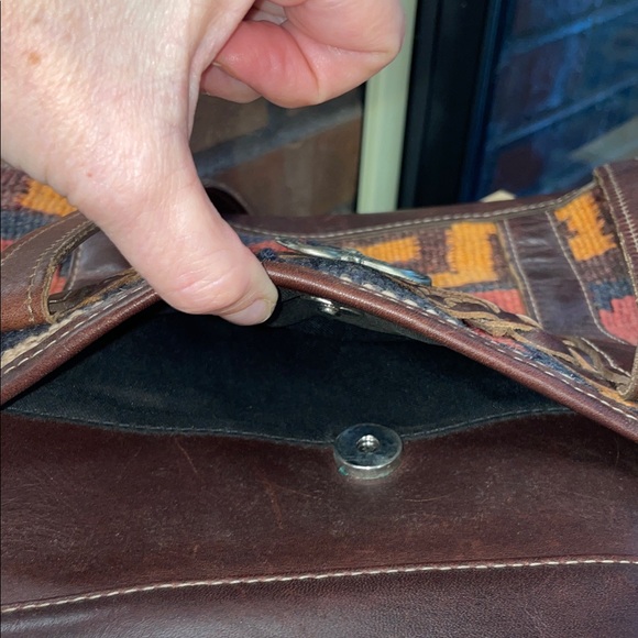 Marco Avane Brown & Copper Patterned Shoulder Bag w/Dark Brown Leather Straps - Picture 4 of 6